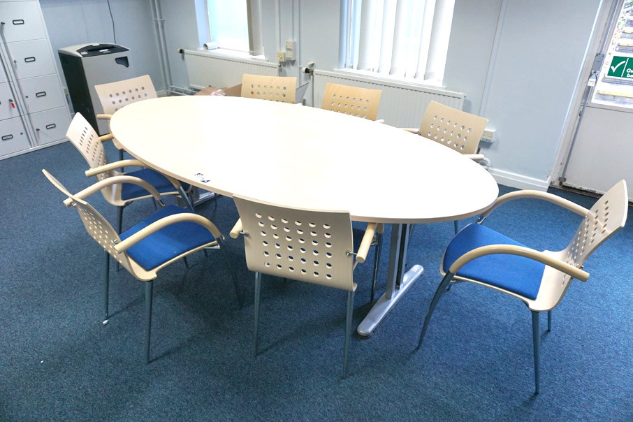 2400x1200mm maple oval meeting table with 8x chrom...