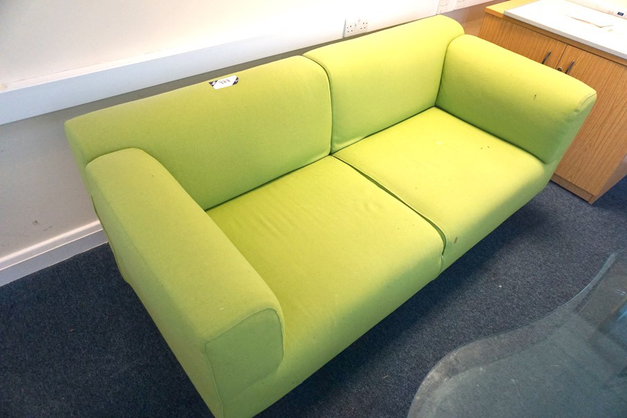 Green upholstered 2 seater sofa, 1830mm wide