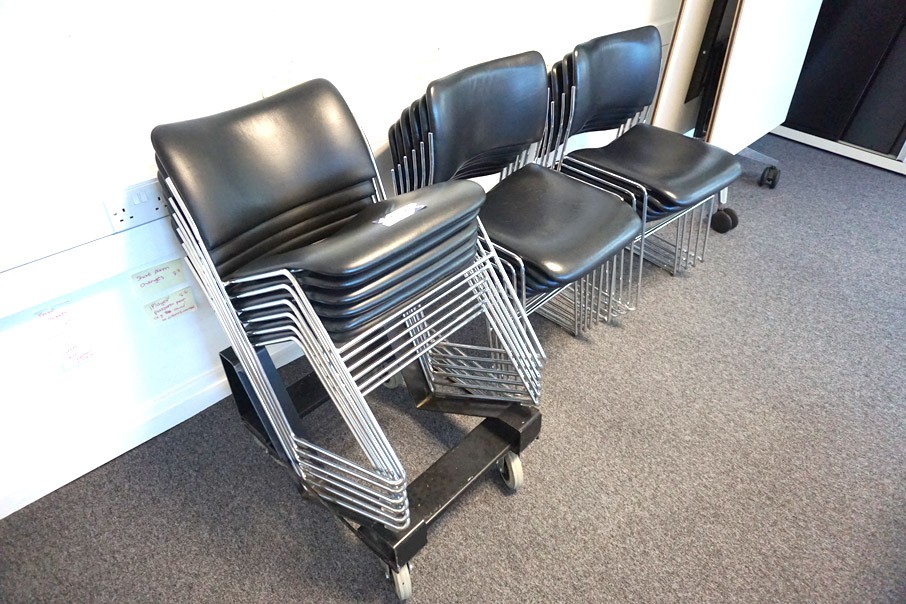 17x Howe black leather effect chrome leg chairs, s...