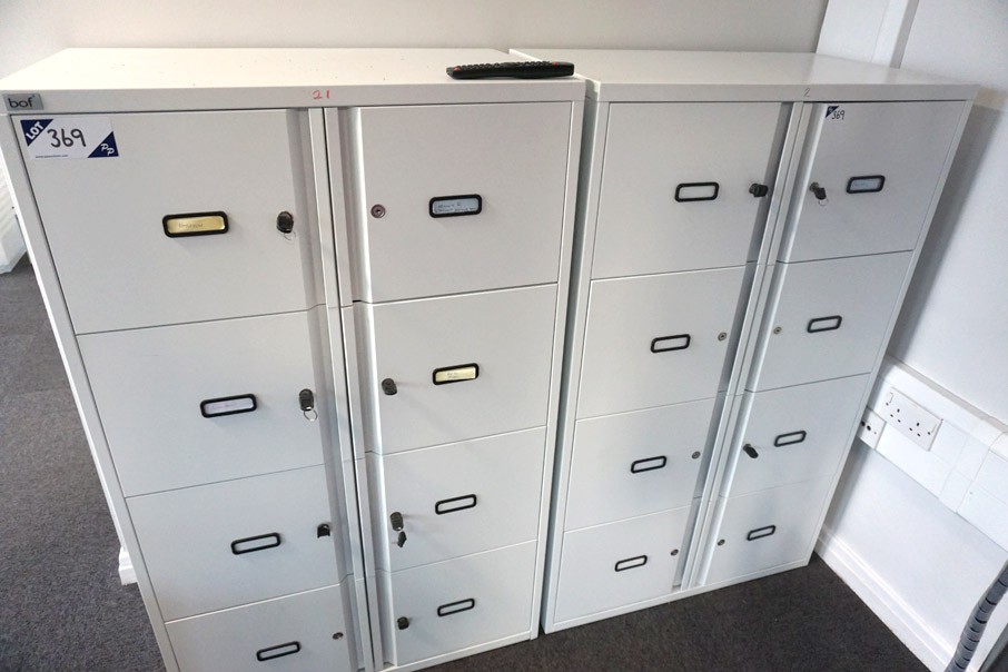 2x BOF white 8 compartment office lockers, 360x440...
