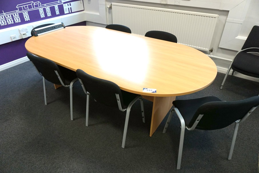 Beech effect office table, 2400x1200mm with electr...