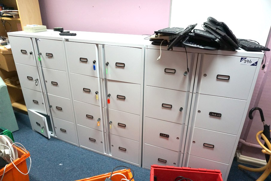 3x BOF white 8 compartment office lockers, 360x440...