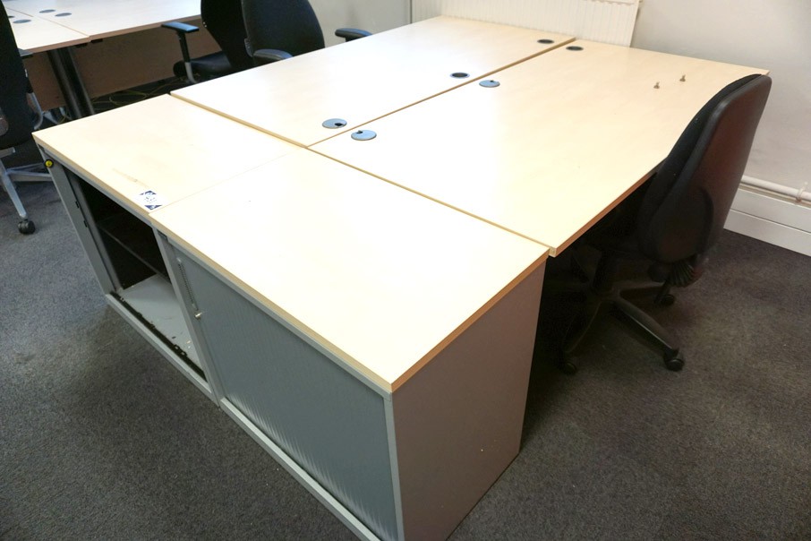 2x BOF maple effect office desks, 1400x800mm, 2x B...