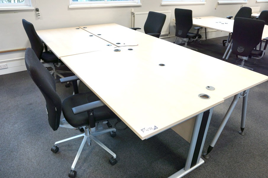 4x BOF maple effect office desks, 1600x800mm with...