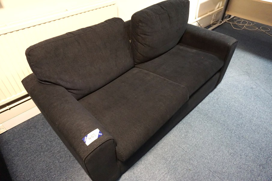 Black upholstered 2 seater sofa, 1800mm
