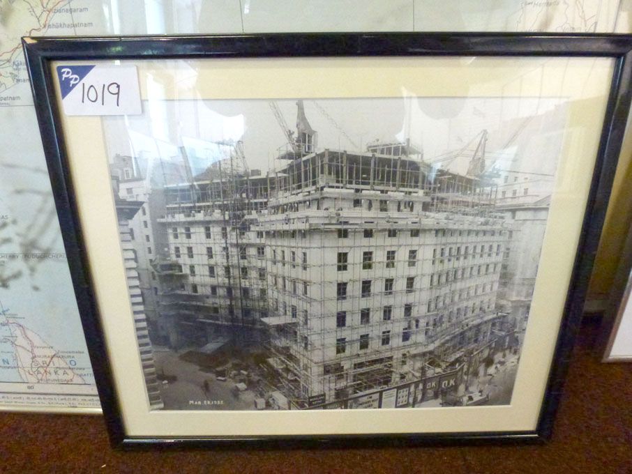 Black & white mounted photograph, Construction of...