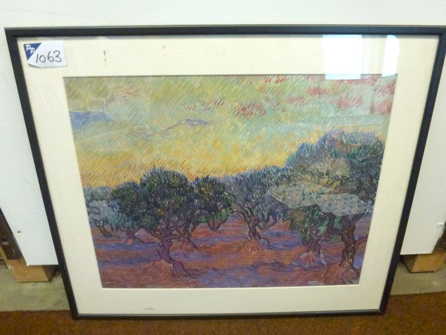 Painting, mounted & framed, 55x48cm