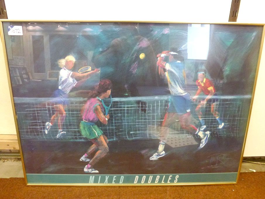 Mixed doubles tennis poster by Tom Rose, 92x66cm