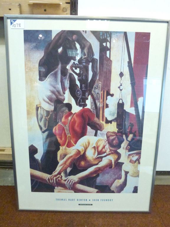 Iron Foundry print by Thomas Hart Benton, mounted...