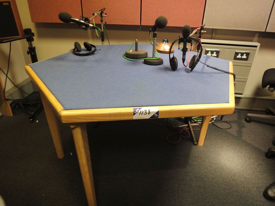 1200mm wide hexagon studio table inc: 2x Sennheise...