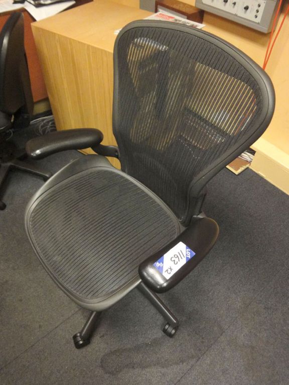 2x Herman Miller black swivel technical chairs, ba...