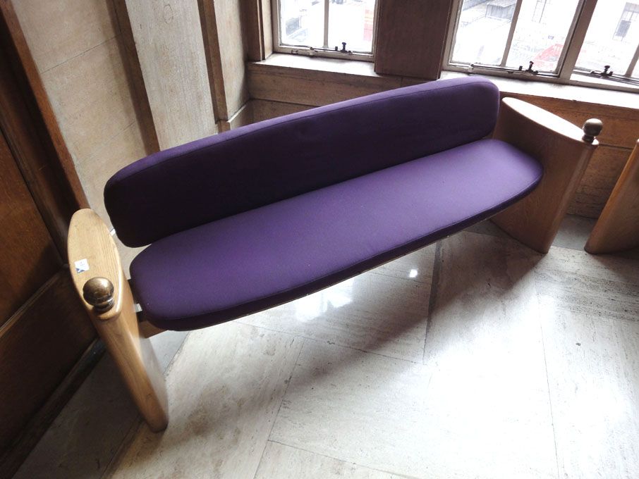 Light oak upholstered art deco seat incorporating...