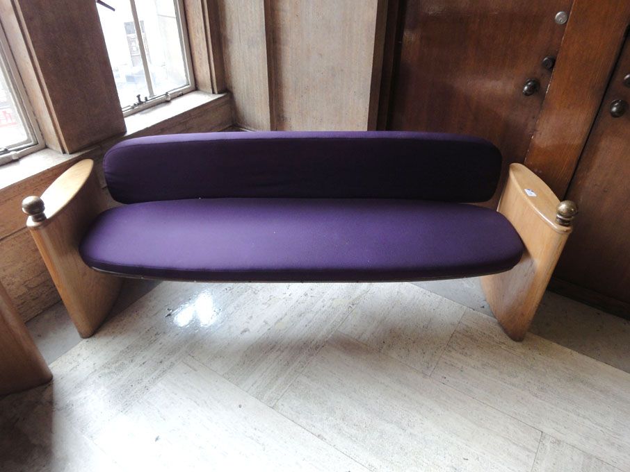 Light oak upholstered art deco seat incorporating...