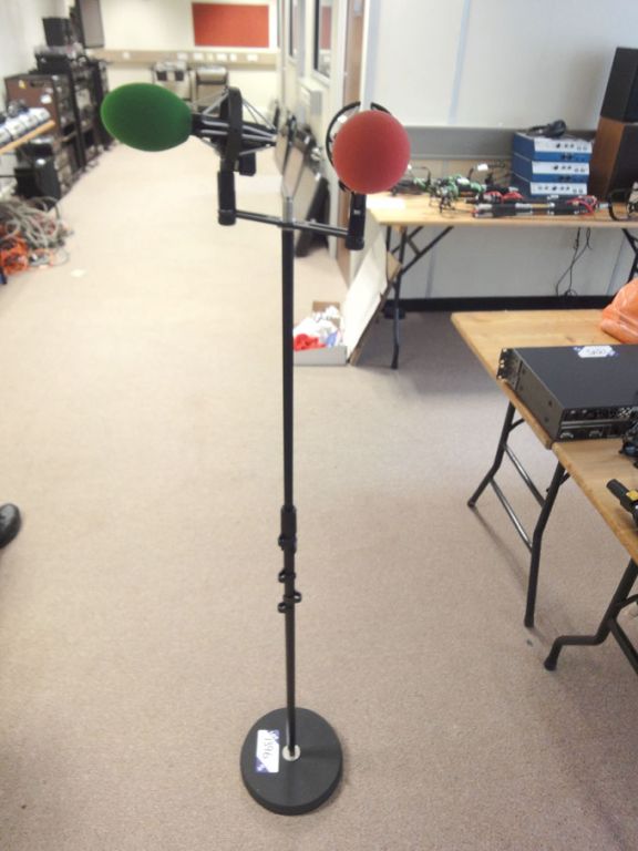 Floor type microphone stand with 2x Audio Technica...