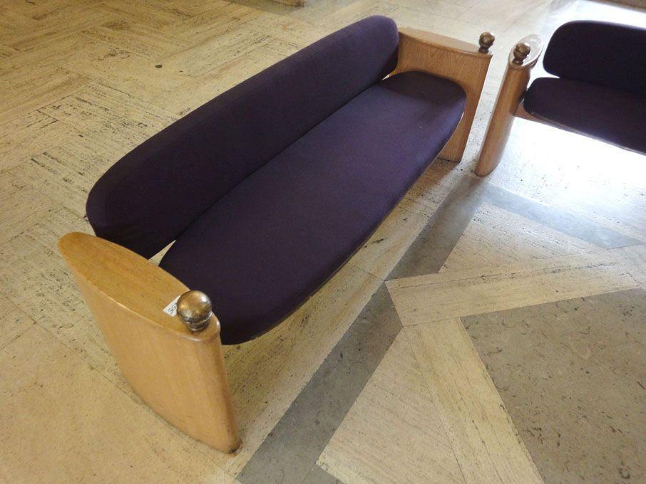 Light oak upholstered art deco seat incorporating...