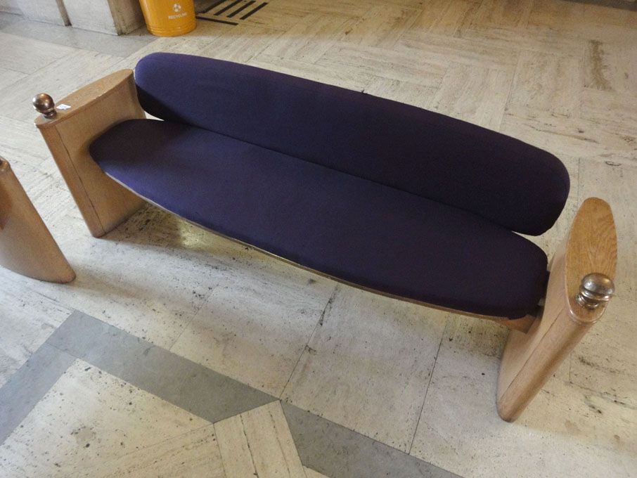 Light oak upholstered art deco seat incorporating...