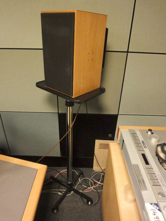 2x Rogers LS5/9 monitor loud speakers on stands wi...