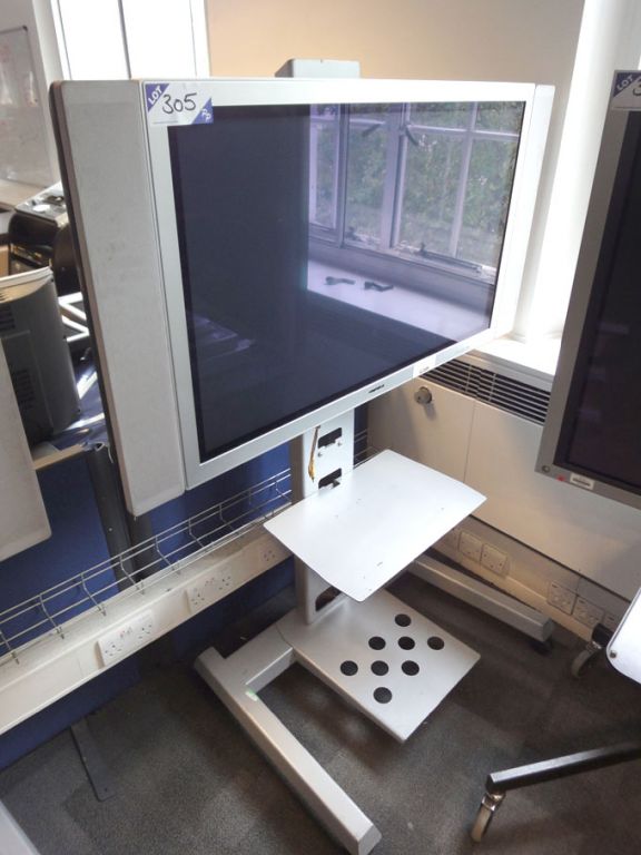 Hitachi CPAAS04S 42" plasma display on mobile stan...