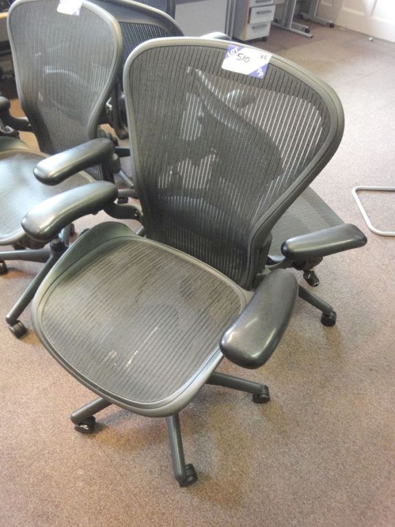 2x Herman Miller black swivel technical chairs, ba...