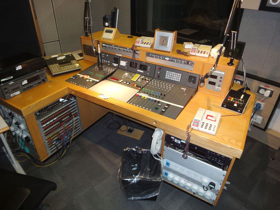 Calrec stereo mixing desk, 8' x 3' complete with 1...
