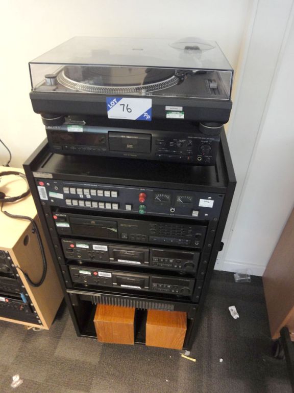 Mobile music rack inc: Technics SL-1210 MK2 direct...