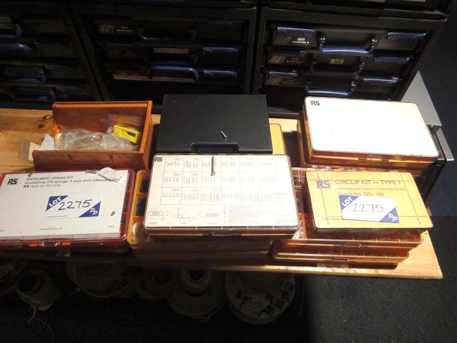 Qty various storage boxes with contents inc: circl...