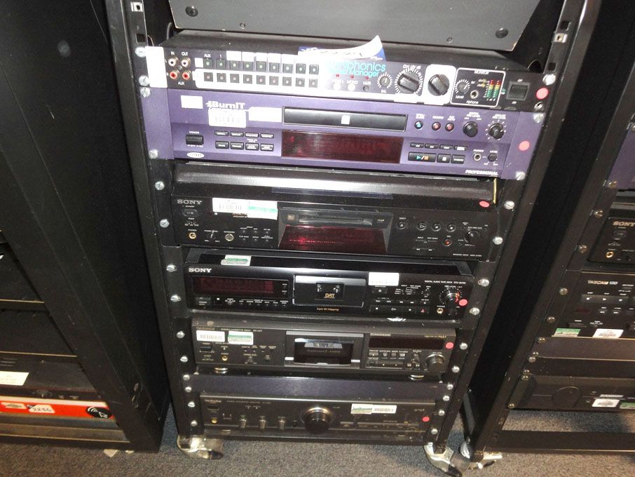 Mobile music rack with contents inc: Omniphonics s...