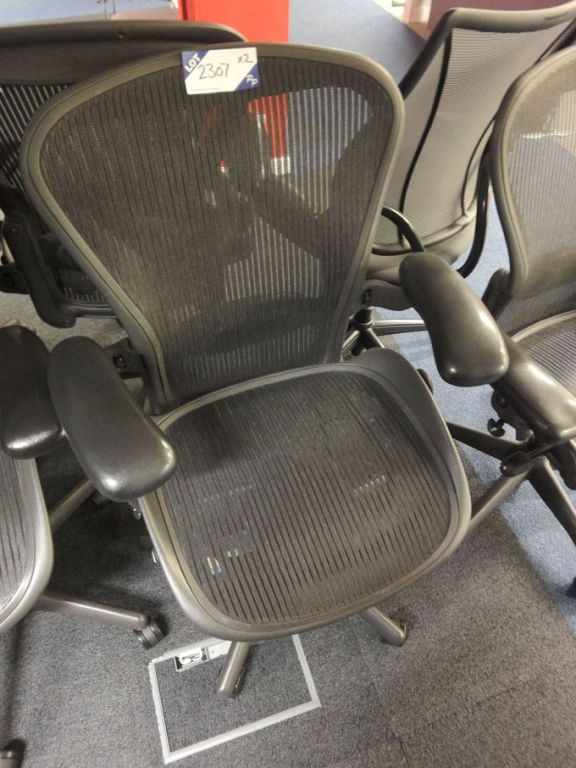 2x Herman Miller technical swivel chairs with arm...