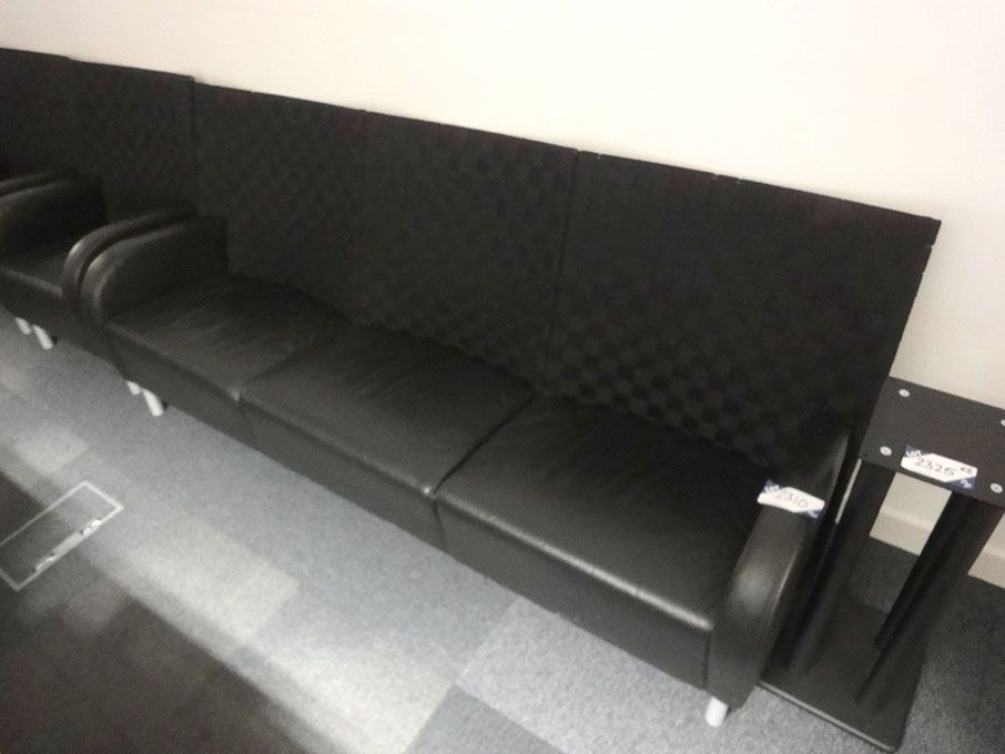 3x black leather, elasticated back single seater c...