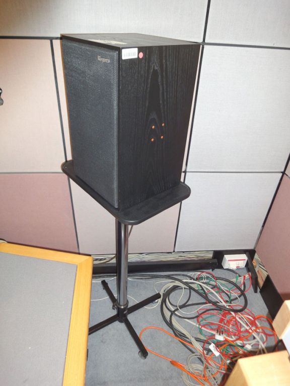 2x Rogers LS5/9 monitor loud speakers on stands