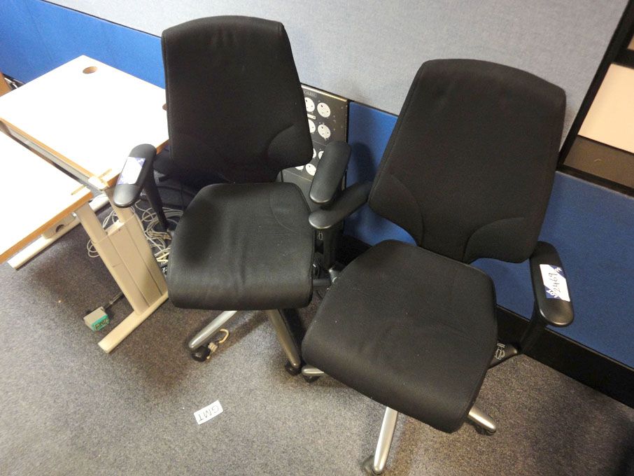 2x Girofex black swivel technical chairs with arms