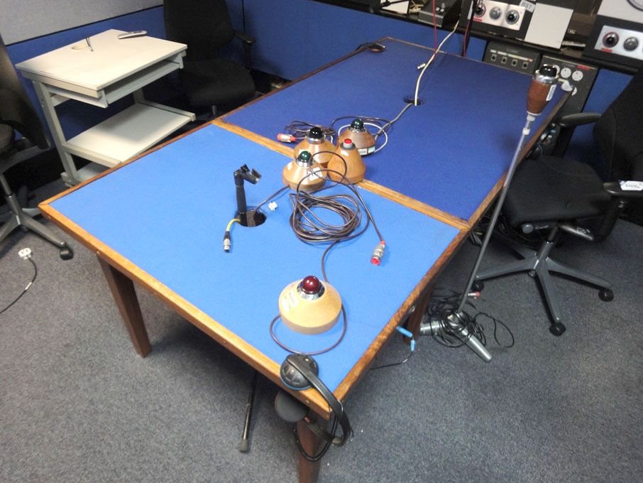 84x36" approx studio desk with 'on air' lights & 4...