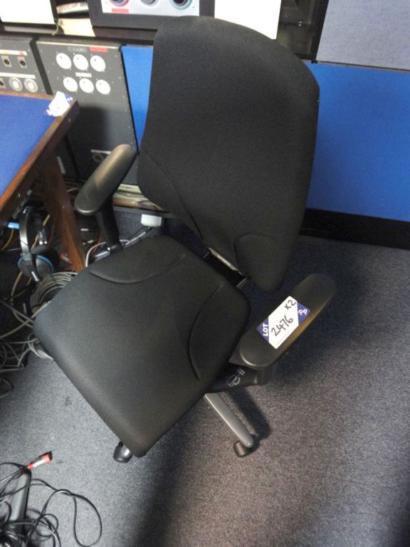 2x Girofex black swivel technical chairs with arms