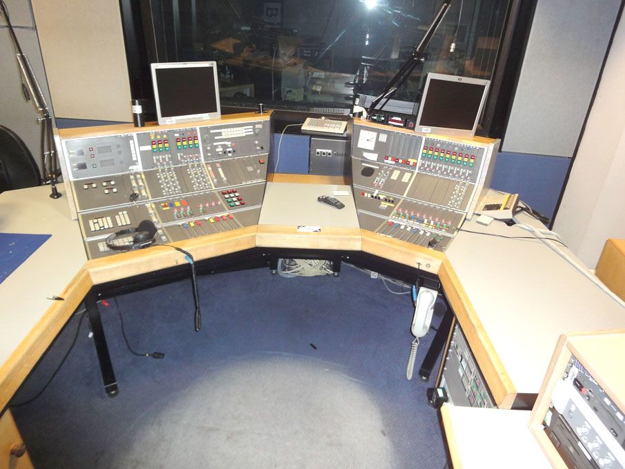 Calrec stereo mixing desk, 10ft wide ‘C’ shape des...
