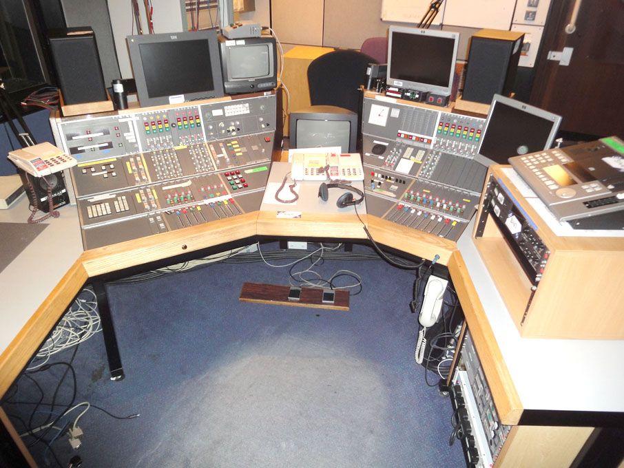 Calrec stereo mixing desk, 10ft wide ‘C’ shape des...
