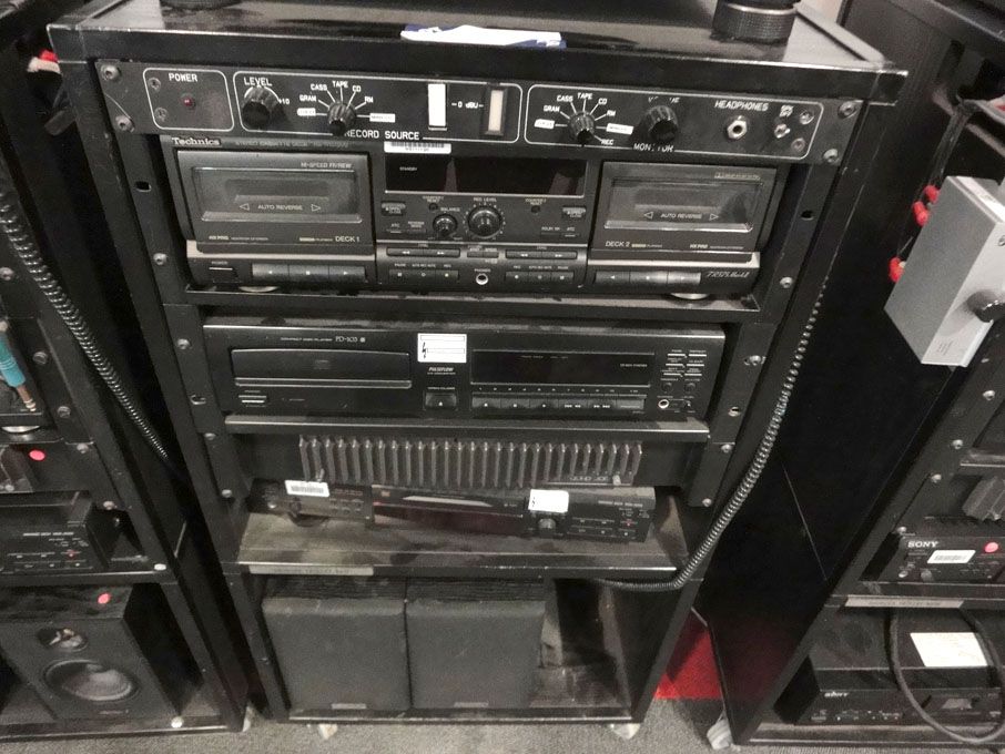 Mobile music rack with contents inc: Technics RS-T...