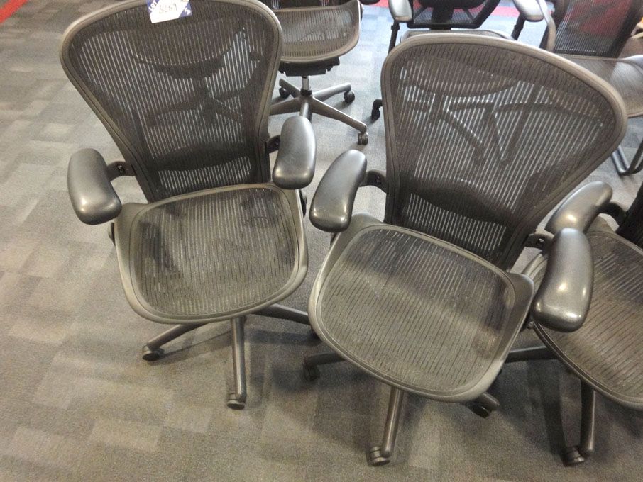 2x Hermann Miller technical swivel chairs with arm...