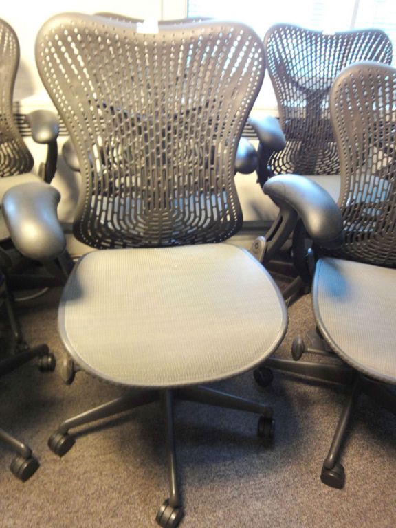 2x Herman Miller technical swivel chairs with arm...