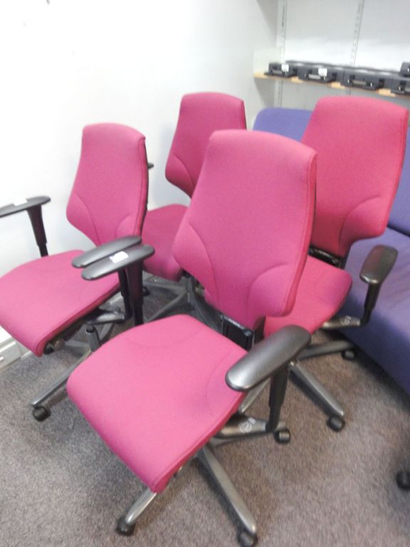 4x Girofex purple technical chairs, arm rests