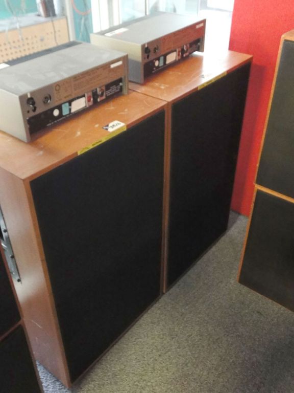2x Rogers LS5/8 monitoring loud speakers with ampl...