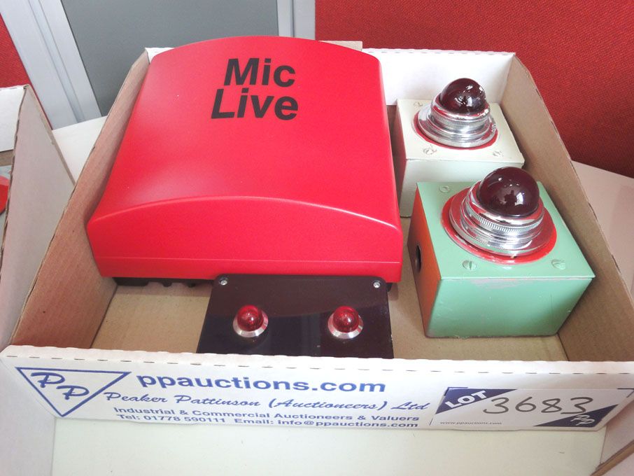 Qty various studio 'on air' lights as lotted