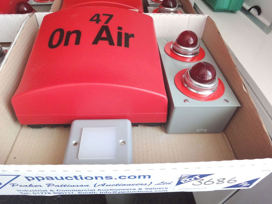 Qty various studio 'on air' lights as lotted