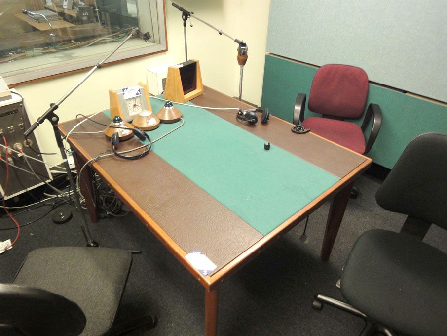 48x36" approx studio desk with 'on air' lights, Se...