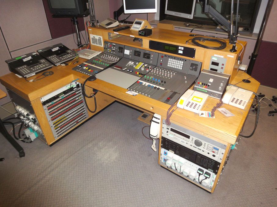 Calrec stereo mixing desk, 8x5ft ‘L’ shape desk co...