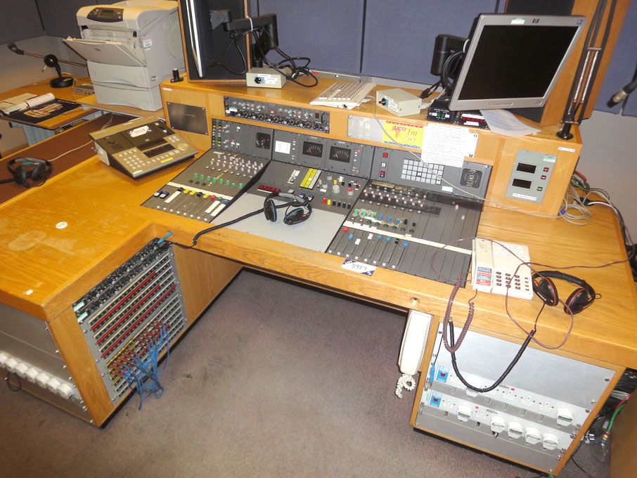 Calrec stereo mixing desk, 10x5ft ‘L’ shape desk c...