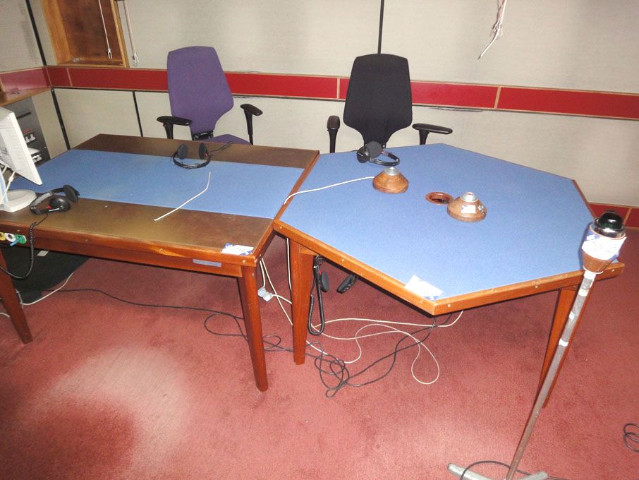 2x studio desks with 'on air' light, Sennheiser HD...