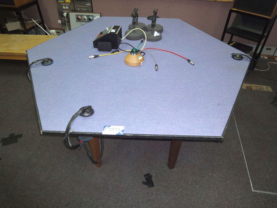 Octagonal studio desk with 'on air' lights, Sennhe...