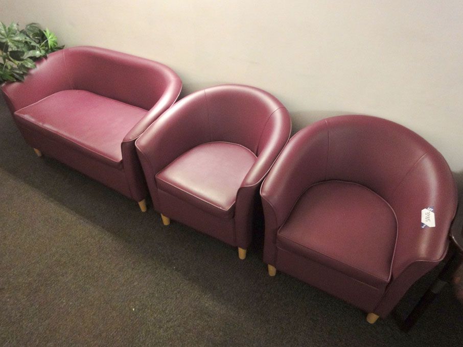 2 seater 3x single seater purple leather settee