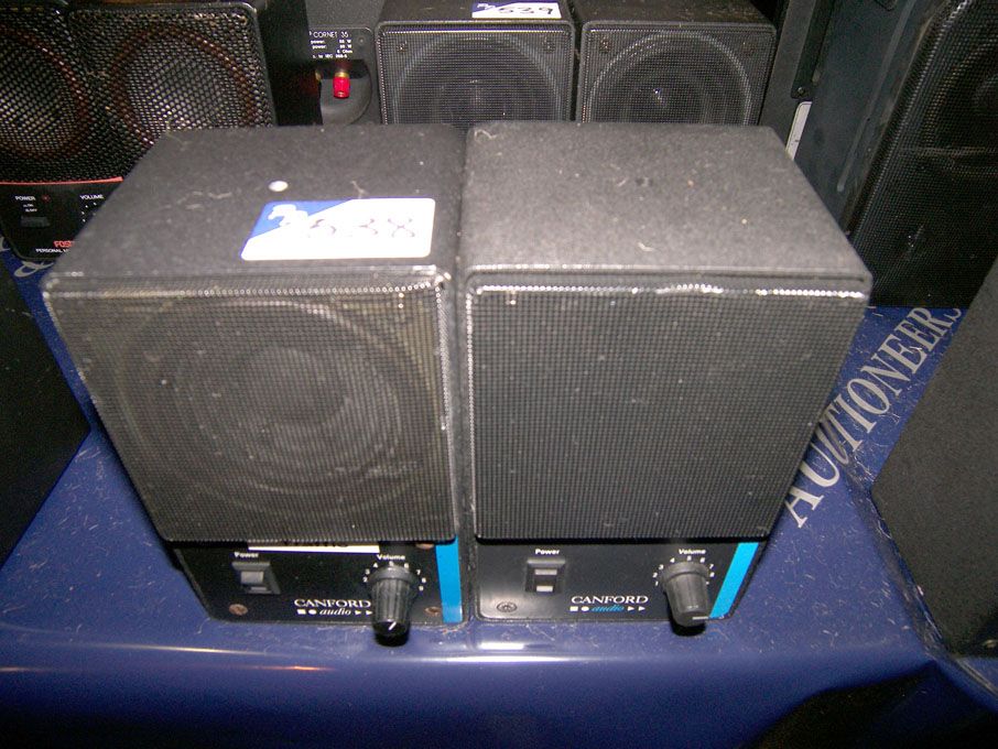 2x Canford Audio 76-361 powered diecast speakers