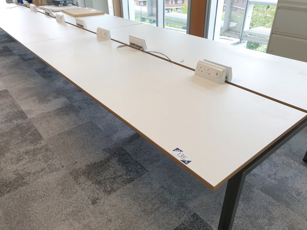 Staverton modular office desk, 12 station, white t...